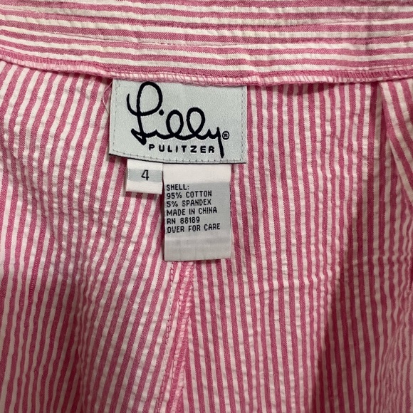 Lilly Pulitzer Skort pink white stripe seer sucker EC sz 4 - Picture 9 of 14